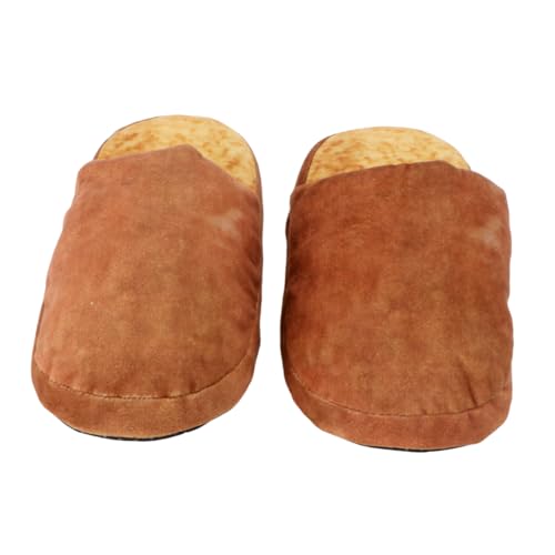 CATIEBYE Weiche Rutschfeste Hausschuhe mit Stoffsohle und Flachem Absatz Unisex Brot Design Winterpantoffeln für Drinnen Leichter Bequemer Memory Foam Komfort und Warme Füße von CATIEBYE