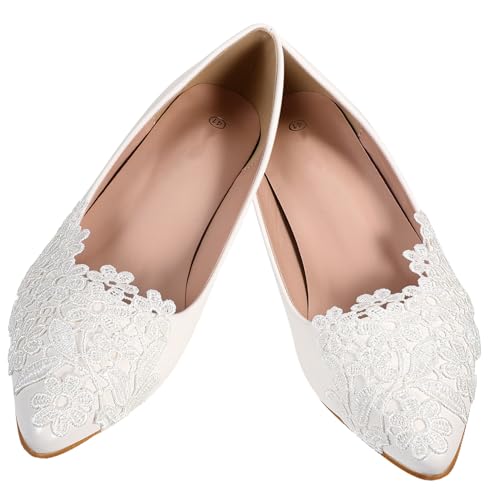 CATIEBYE Weiße Spitzen High Heels Damen Brautschuhe mit Absatz Stabile Pumps für Hochzeit Party Abend Business Festliche Anlässe Komfortabel und Modisch von CATIEBYE