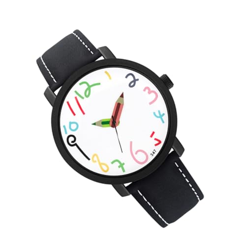 CATIEBYE wasserdichte Kinderuhr Mit Cartoon-Design Quarz-Armbanduhr Für Jungen Und Mädchen Verstellbares Armband Als Für Geburtstage Und Feiertage Weißer Ziffernblatt Schwarzes Band von CATIEBYE
