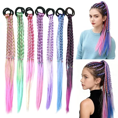 CATMEYE 14 Stück Bunte Geflochtene Haarsträhnen für Kinder mit Farbverlauf & Elastischem Seilband, Twist Haarteil Set für Mädchen, Ideal für Party, Festival, Fotoshooting & Geschenk (14 Stück) von CATMEYE