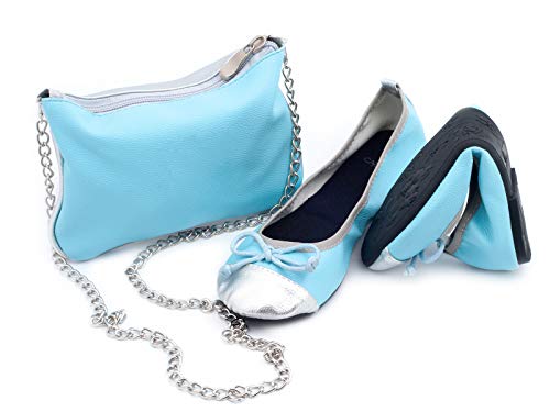 CATMOTION Faltbare Bequeme Schuhe in Ihre Handtasche, Ballerinas für Mädchen, Party-Pumps, Taschenschuhe, Faltbare Ballerinas mit die Tragtasche (Snow Princess, Numeric_31) von CATMOTION