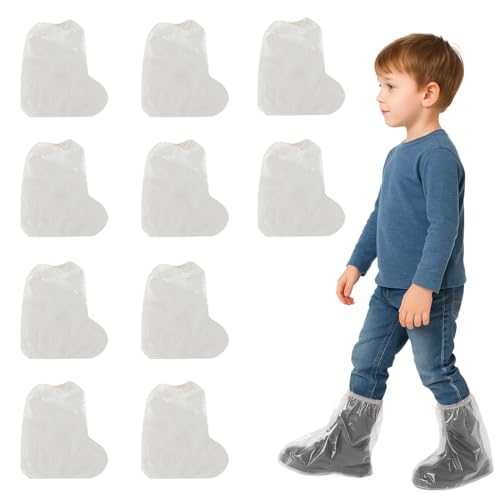10 PCS Kinder Regenschutz Schuhe, überzieher Schuhe, Schuhüberzieher, Schuhüberzieher Wasserdicht, Regenfüßlinge, Schuhüberzüge Wiederverwendbare Transparent Regenstiefel-Schuhüberzüge von CATOR