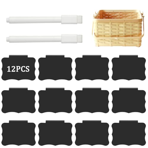 12 STK Etikettenhalter Set, PVC Korb Etiketten und Whiteboard Stift Set, Regal Clip Etikettenhalter für Aufbewahrungsbehälter Organisationsbox Lagerung Körbe von CATOR