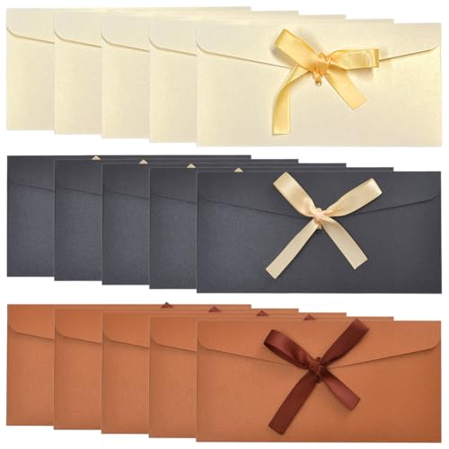 15 Stück Mini Briefumschläge, Bunt Kleine Briefumschläge,Mini kleine umschläge mit Schleife für Geschenkkarten, DIY Dankeskarte, Party Einladung(3 Farben) von CATOR