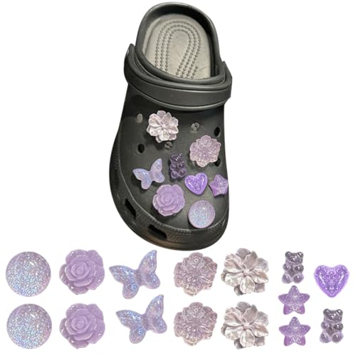 CATOR 15 Stück Schuh Charms Shoe Schuhanstecker, für Crocs Anstecker Glitzer, Schuhanhänger, für Charms Glitzer, für Crocs Anstecker, PVC Shoe Charm für Mädchen Frauen Kinder von CATOR