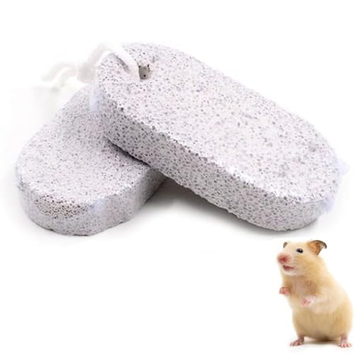 2 Stück Haustier Zähne Schleifstein Mineral 9x4.5cm Molaren Stein für Kaninchen Eichhörnchen Hamster und andere kleine Haustiere von CATOR