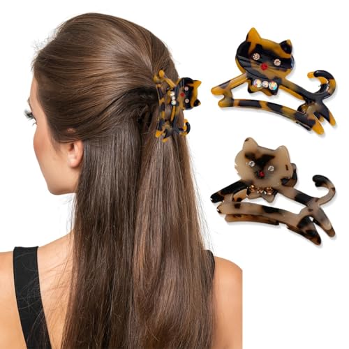 2 Stück Katzen Haarnadel, Haarklammer Acetat Haarklauenclips Haarklammern Damen Größe Haarklauenclips zur Dekoration oder Feste Haare (leopardenmuste) von CATOR