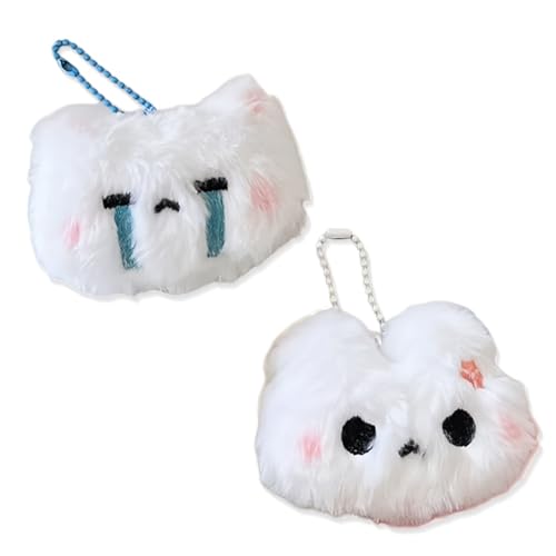 2 Stück Schlenker Quietschender Schlüsselanhänger, Rabbit und Kitten Plüsch Anhänger, Schlüsselanhänger, Plüschiger Kuscheltier Anhänger für Kinder & Erwachsene von CATOR