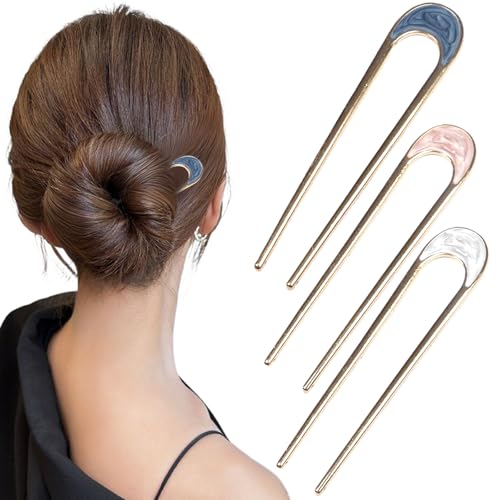 3 Stück French Hair Pin Metall Französische Haarnadel French Twist Hair Pin, U-Förmige Haargabel Groß Haarpin Clip für Frauen Mädchen Alle Haartypen von CATOR