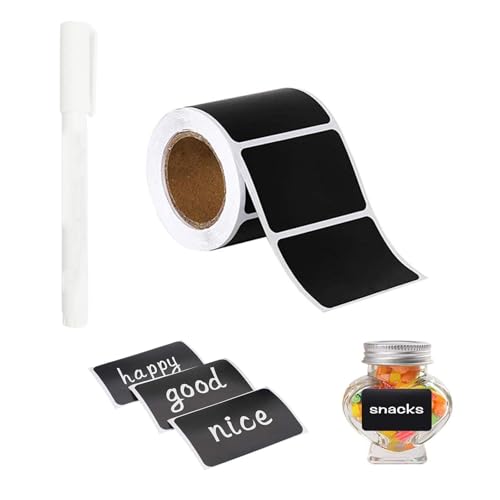 300 Pcs Tafel-Aufkleber, wasserdichte Etiketten selbstklebend mit Stift, Küchen Klebeetiketten Partner für Gewürzgläser, Marmelade usw, 5.5x3.5cm (Rechteckig) von CATOR