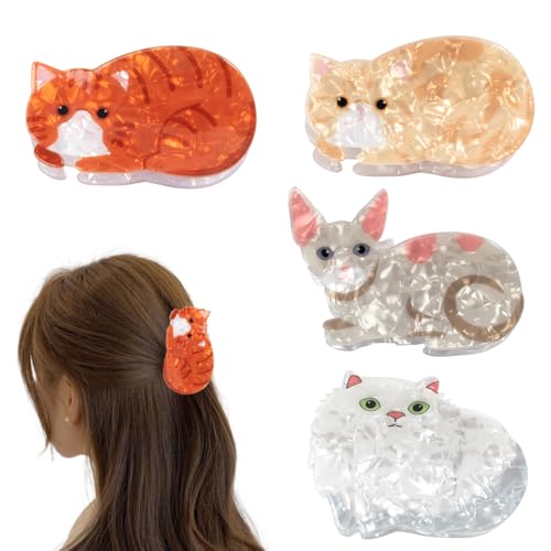 4 Stück Große Haarklammer, Katzen Kratz Clip, 8 cm Haarspangen für dickes Haar Rutschfestes Haar Jaw Clips Haarstyling-Zubehör für Frauen Mädchen von CATOR