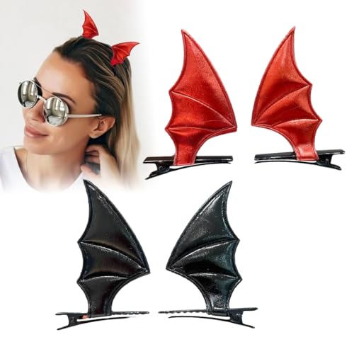 4 Stück Haarspangen Fledermaus Halloween Haarspangen Gothic Fledermaus Haarklammer Klein Schwarz Fledermausflügel Haarnadel Haardekoration Zubehör Haarschmuck Für Mädchen Frauen Cosplay Halloween von CATOR
