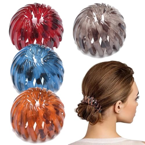 4 Stück Haarspangen für Damen, Vintage Vogelnest Haarklammern Große Haarclips Haargreifer Haar Accessoire Haarschmuck für Mädchen Damen, Einfarbig von CATOR