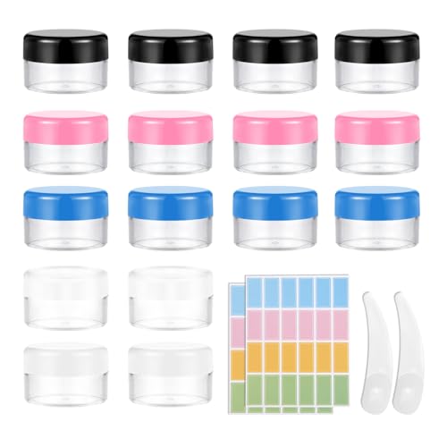 50 Stück Döschen, 20ml Plastik Döschen, Leerdose klarer Tiegel, Cremedose Leer Transparent Tiegel mit Spatel und Etikett，Reise Töpfchen Döschen Set für Mini-Kerzen Kosmetik von CATOR