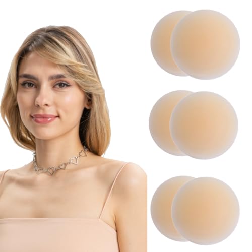 8 Stück Nippelpads, Nipple Cover, Nipple Pads, Ultra Dünne Damen Nippel Covers Wiederverwendbar und Selbstklebende Nippel Abdeckungen aus Silikon Aufkleber Nippelabdeckungen, Rund, 8cm von CATOR