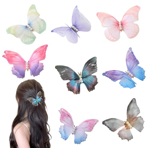 8 Stück Schmetterling-Haarclips, Damen Mädchen Kinder Haar Clips Set 3D Schmetterling Haarspange, Kopfschmuck für Braut Hochzeit Accessoire von CATOR