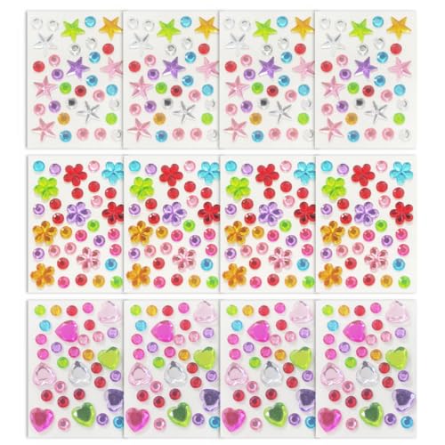 972 Stück 12 Blatt Star Sticker Sterne Blumen Herzen Aufkleber Belohnungssticker Bunte Laser Glitzer Sticker Lehrer, Selbstklebende Belohnungsaufkleber Glitzer Aufkleber für Kalende DIY Scrapbooking von CATOR