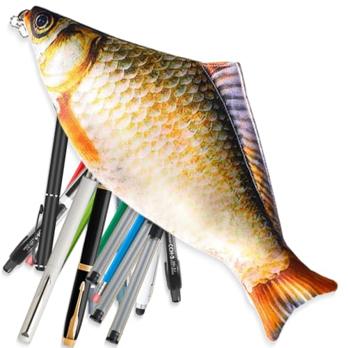 CATOR 1 Stück Fisch Geformt Federmäppchen Neuheit Fisch Federbeutel Fisch Geldbörse Lustige Federmäppchen für fisch Schule Klassenzimmer - Karpfen von CATOR