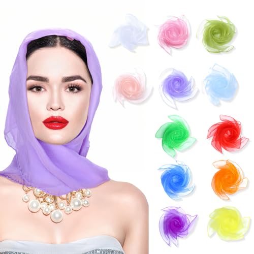 CATOR 12 Stück Jongliertücher, 60x60cm seidentücher, Square Bunte Tanz Chiffontücher, Kindergarten Kindershow & Erwachsene Performance Tanztücher Schals für Tanzen, Jonglieren und Sensorisches von CATOR