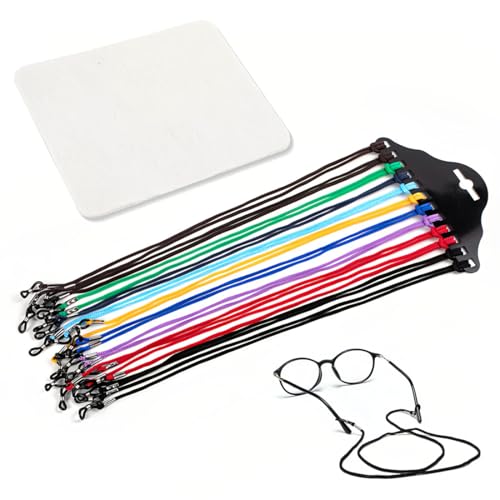 CATOR 12 Stücke Brillenband, brillenband, Brillenbänder, Brillenkette, Verstellbar Sonnenbrillen Kette Brillenschnur, Mit 1 Mikrofaser-Reinigungstuch,für Sonnenbrillen und Lesebrillen von CATOR