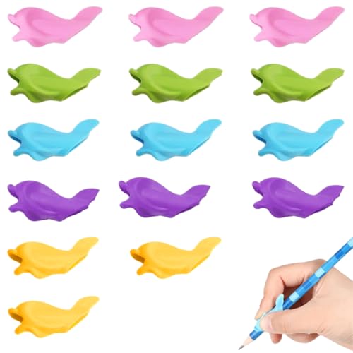 CATOR 15er Pack Kinderschreibhilfen, Stiftehalter, Kinderhilfen, Silikonschreibhilfen, Stiftehalter, ergonomische Stifte, Kinder, zufällige Farben von CATOR