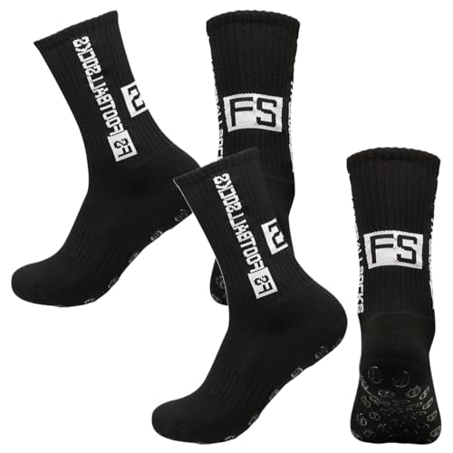 CATOR 2 Paare Fußball Socken 39-46 Fußballsocken Anti Rutsch Grip Sportsocken für Herren Damen Fussball Basketball Laufen - Schwarz von CATOR