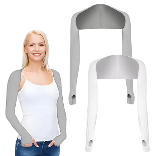 CATOR 2 Stück UV Schutz Bolero, Armmanschette Kühlschal, Armmanschettes Fingerlöcher Sonnencreme Cooler, Shrug Armmanschette, Kühlschal Armmanschetten mit Handschuhe ärmel, Armstulpen Damen Arm von CATOR