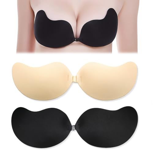 CATOR 2er-Pack BH Rückenfrei,Trägerloser BH, Unsichtbarer BH, Wiederverwendbare Unsichtbar Silikon Rückenfreier BH Haut Freundlich Selbstklebend BH für Abendkleid Brautkleid - C von CATOR