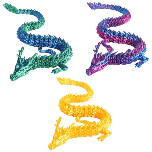 CATOR 3 stück 3D Gedruckter Beweglicher Drachen Spielzeug, Überraschungs Drachenei Figuren Ostern Geschenke Kinder, Schreibtischspielzeug Drachen Ornament für Autos, Büros, Häuser von CATOR