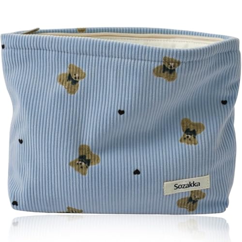 CATOR Kosmetiktasche Damen Kleine Make up Tasche Schminktasche Kulturbeutel Makeup Bag Reise mit Reißverschluss für Frauen Mädchen(Kleiner Bär, Blau) von CATOR