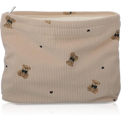 CATOR Kosmetiktasche Damen Kleine Make up Tasche Schminktasche Kulturbeutel Makeup Bag Reise mit Reißverschluss für Frauen Mädchen(Kleiner Bär, khaki) von CATOR