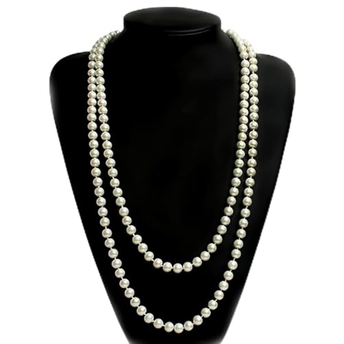 CATOR Perlenkette weiß 150 cm, perlenkette damen 1920s Gatsby Kostüm Accessoires Lange Perle Halskette, Dame Weiße elegante künstliche Perlen-Halsketten - perlenkette lang CATOR Perlenkette weiß 150 cm, perlenkette damen 1920s Gatsby Kostüm Accessoires Lange Perle Halskette, Dame Weiße elegante künstliche Perlen-Halsketten - perlenkette lang von CATOR