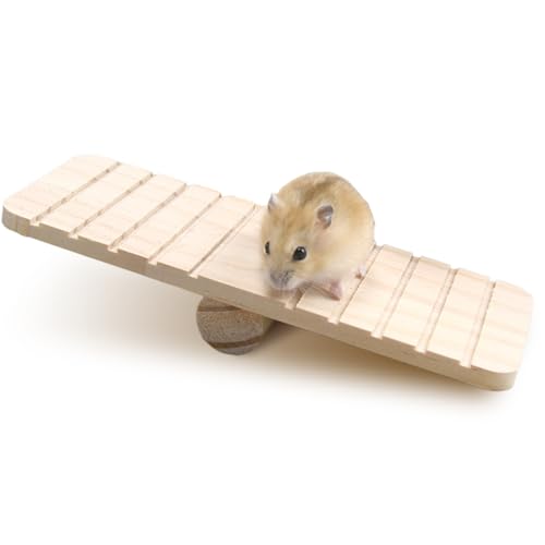 Hamster Wippe, Kaninchen Zubehör, Meerschweinchen Spielzeug, Hamster Klettern Spielzeug Holz Leiter Brücke Hamster Rennmaus Mäuse und kleine Tiere (19 × 7 × 3 cm) von CATOR