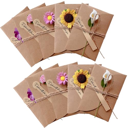 Kraftpapier Umschläge 15 Stück Briefumschläge mit blumen Set, kleine briefumschläge mini für Geldgeschenke Dankeskarten Einladung von CATOR
