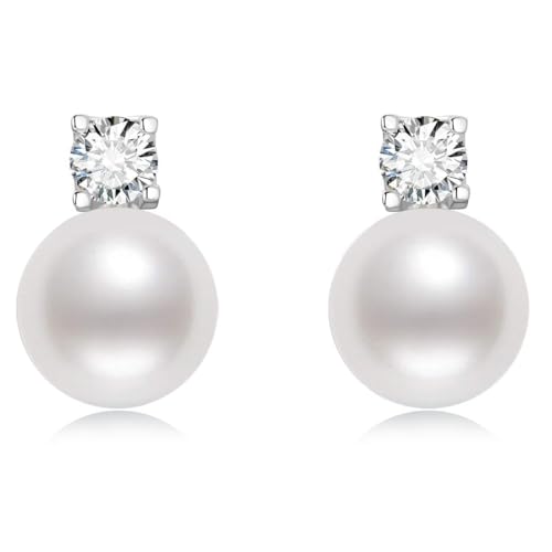 Perlen Ohrringe Silber, Stecker Damen Weiße, Ohrstecker Silber mit Perle, Wasserfest Hypoallergene Modeschmuck Ohrringe für Frauen Mädchen Braut Geschenk von CATOR