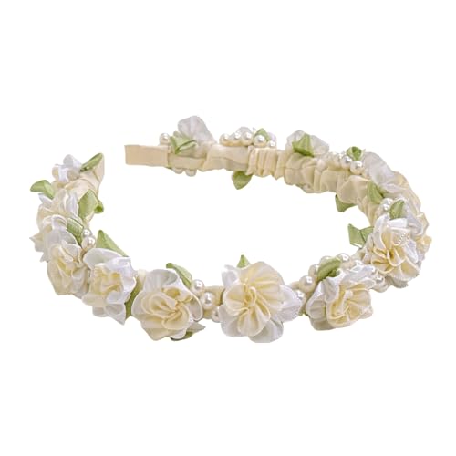 Römische Göttin Haarreif, Perlen Jasmin Stirnband, Damen Haarband Kopfschmuck Braut, Mädchen Lorbeerkranz Haarschmuck Hochzeit Boho Blatt Haar Krone Accessories von CATOR