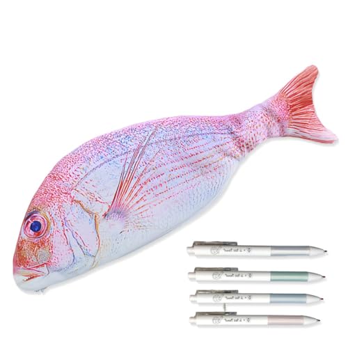 Schlampermäppchen, Simulierte Fischstifttasche, Kreative Simulation Karausche Federmäppchen Lustige Briefpapierbox Gesalzener Fisch Federmäppchen, mäppchen (Roter Fisch) von CATOR