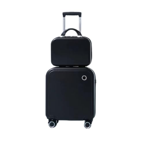 CAULO 2-teiliges Gepäck-Set, leichtes, rollendes Hartschalen-Reisegepäck mit Passwortsperre, Koffer mit Spinner-Rädern für Damen (Black 18in) von CAULO