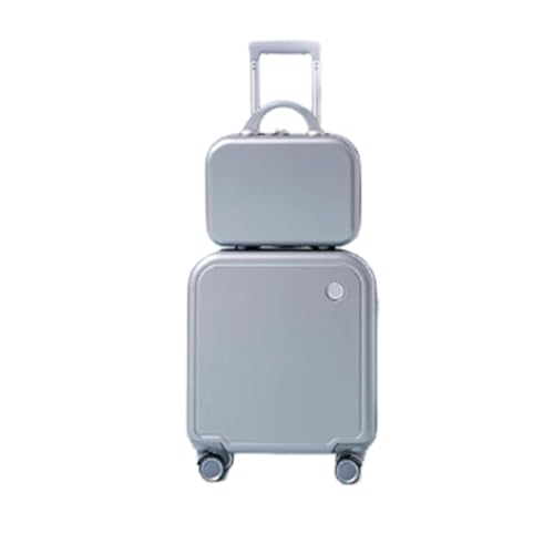 CAULO 2-teiliges Gepäck-Set, leichtes, rollendes Hartschalen-Reisegepäck mit Passwortsperre, Koffer mit Spinner-Rädern für Damen (Silver 18in) von CAULO