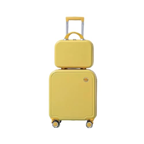 CAULO 2-teiliges Gepäck-Set, leichtes, rollendes Hartschalen-Reisegepäck mit Passwortsperre, Koffer mit Spinner-Rädern für Damen (Yellow 22in) von CAULO