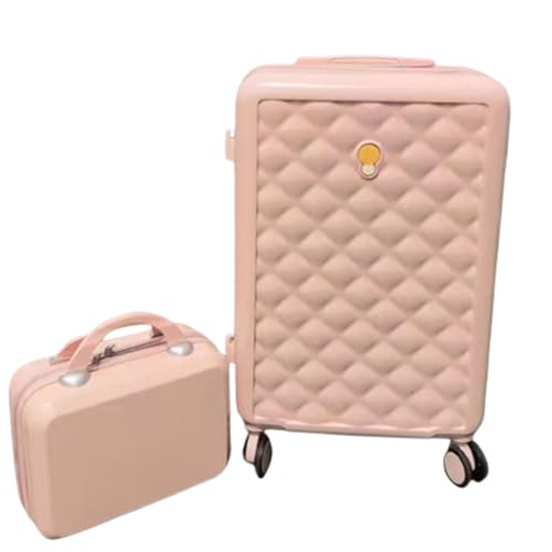 CAULO 2-teiliges Gepäckset, PP-Koffer mit Spinnerrädern, langlebiges Handgepäckset für Damen und Herren (pink 20in) von CAULO