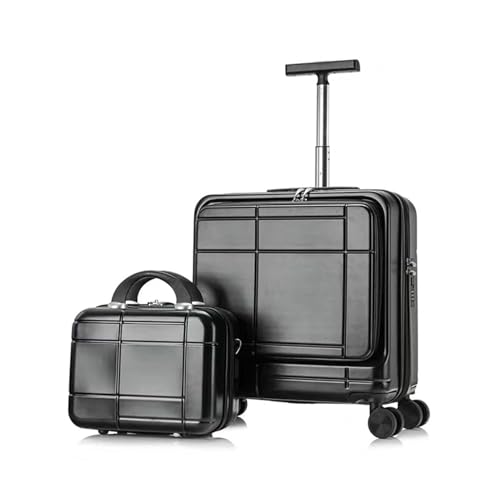 CAULO 20-Zoll-Gepäck, 2-teiliges Set, leichtes, rollendes Hartschalen-Reisegepäck mit Schloss, Koffer mit Spinnerrädern für Damen (Black) von CAULO