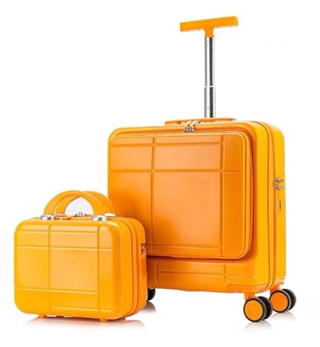 CAULO 20-Zoll-Gepäck, 2-teiliges Set, leichtes, rollendes Hartschalen-Reisegepäck mit Schloss, Koffer mit Spinnerrädern für Damen (Orange) von CAULO