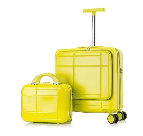 CAULO 20-Zoll-Gepäck, 2-teiliges Set, leichtes, rollendes Hartschalen-Reisegepäck mit Schloss, Koffer mit Spinnerrädern für Damen (Yellow) von CAULO