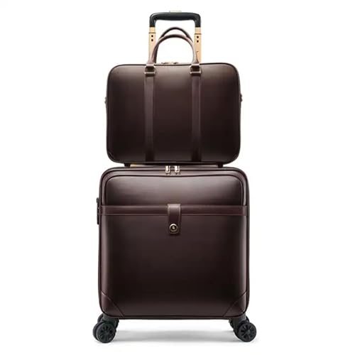 CAULO 2er-Pack 16/18/20 Zoll Herren-Trolley-Gepäcktasche mit Rollen, Koffer, großes Fassungsvermögen, Business-Kabinenhandgepäck-Laptoptasche (Brown 18in) von CAULO