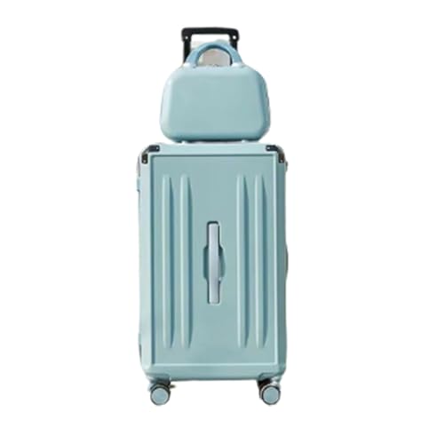CAULO Gepäck, 2-teiliges Set, Koffer-Spinner, Hartschale, leicht, Passwortschloss, mit Reise-Make-up-Etuis für Damen (Blue 26in) von CAULO