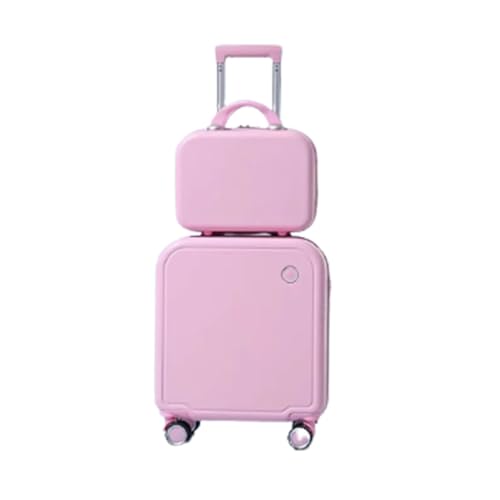 CAULO Gepäck 2-teiliges Set PC+ABS Spinner-Koffer, mit Spinner-Rädern und Passwortschlössern, mit Kosmetiktasche für Damen und Herren (Pink 20in) von CAULO