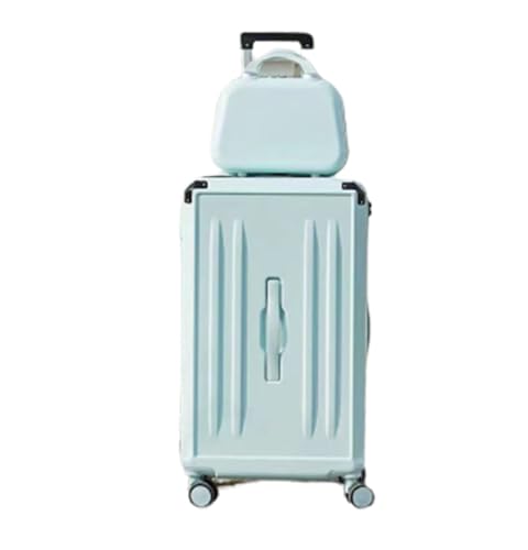 CAULO Gepäck-Koffer, 2-teiliges Set, PVC-Spinner-Koffer mit Schloss, zum Mitnehmen, mit Reise-Make-up-Koffer für Damen (Green1 22in) von CAULO