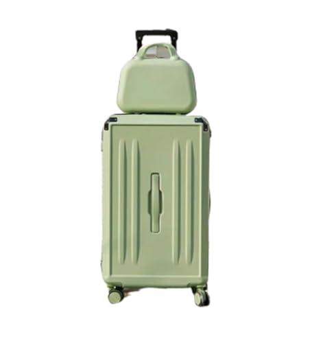 CAULO Gepäck-Koffer, 2-teiliges Set, PVC-Spinner-Koffer mit Schloss, zum Mitnehmen, mit Reise-Make-up-Koffer für Damen (Green2 20in) von CAULO