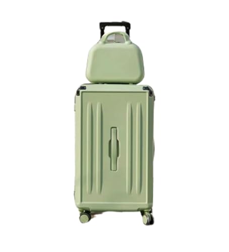 CAULO Gepäck-Koffer, 2-teiliges Set, PVC-Spinner-Koffer mit Schloss, zum Mitnehmen, mit Reise-Make-up-Koffer für Damen (Green2 22in) von CAULO